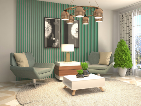 interior with chair. 3d illustrationの写真素材