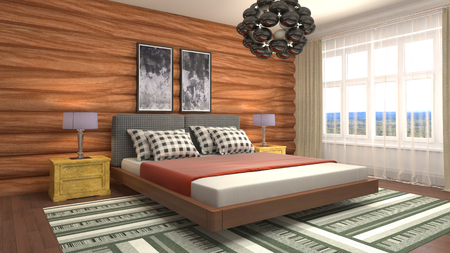 Bedroom interior. 3d illustrationの写真素材