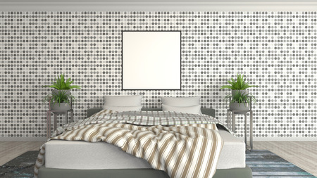 mock up poster frame in interior background. 3D Illustrationの写真素材