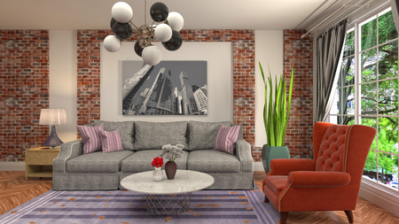 Interior of the living room. 3D illustrationの写真素材