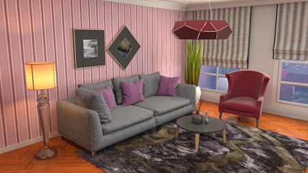 Interior of the living room. 3D illustration