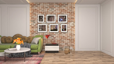 Interior of the living room. 3D illustration