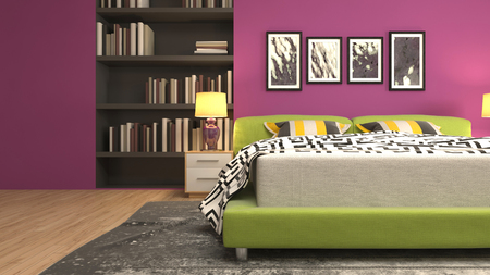 Bedroom interior. 3d illustrationの写真素材