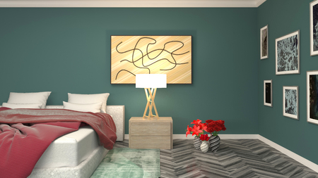 Bedroom interior. 3d illustrationの写真素材