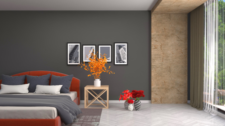 Bedroom interior. 3d illustrationの写真素材