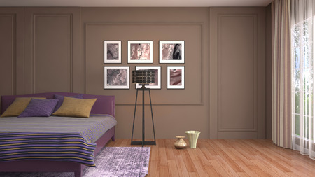 Bedroom interior. 3d illustrationの写真素材