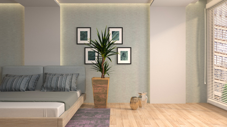 Bedroom interior. 3d illustrationの写真素材