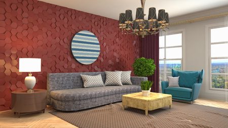 Interior of the living room. 3D illustrationの写真素材