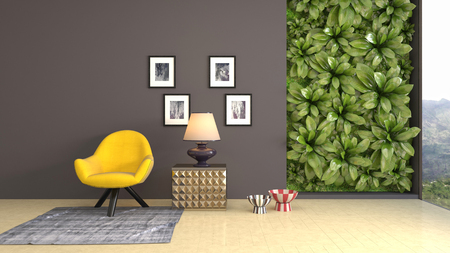 interior with chair. 3d illustrationの写真素材