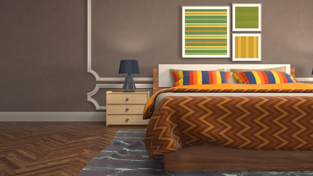 Bedroom interior. 3d illustrationの写真素材