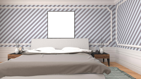 mock up poster frame in interior background. 3D Illustration