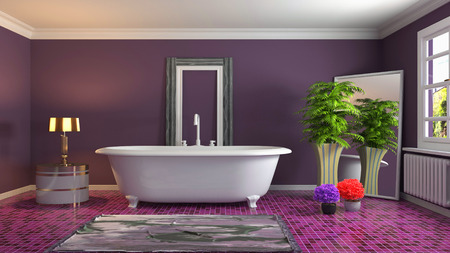 Bathroom interior. 3D illustration. Bath.の写真素材