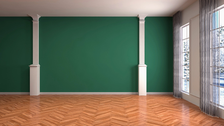 Empty interior with window. 3d illustration.の写真素材
