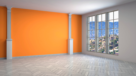 Empty interior with window. 3d illustration.の写真素材