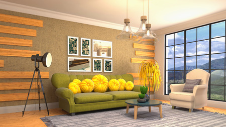 Interior of the living room. 3D illustration.の写真素材