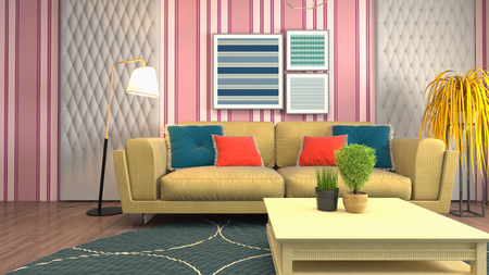 Interior of the living room. 3D illustration.の写真素材