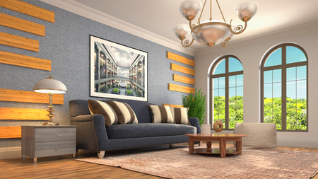 Interior of the living room. 3D illustration.の写真素材