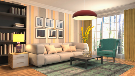 Interior of the living room. 3D illustration.の写真素材