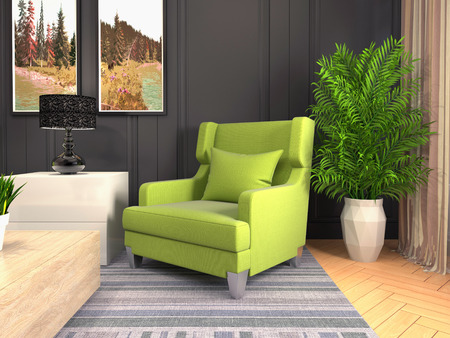 interior with chair. 3d illustration.