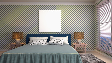 mock up poster frame in interior background. 3D Illustration.の写真素材