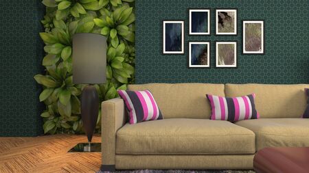 Interior of the living room. 3D illustration.