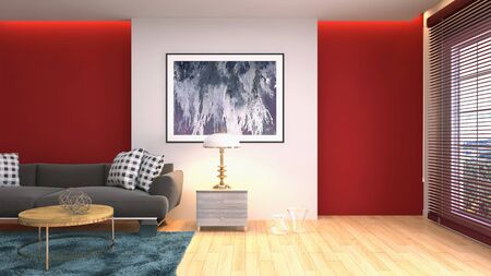 Interior of the living room. 3D illustration.