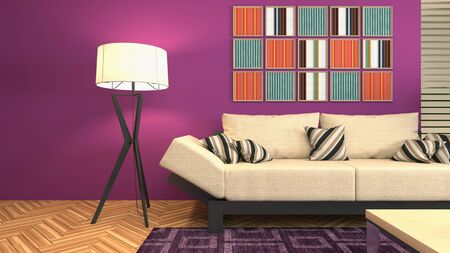 Interior of the living room. 3D illustration.