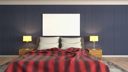 mock up poster frame in interior background. 3D Illustration.の写真素材