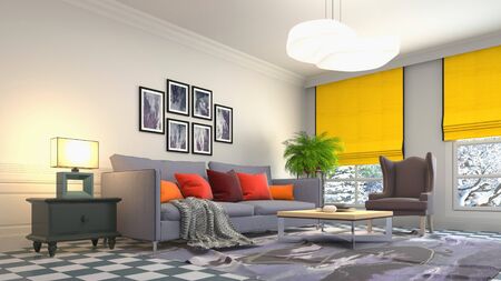 Interior of the living room. 3D illustration.