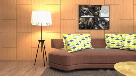 Interior of the living room. 3D illustration.