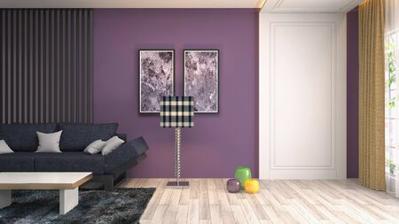 Interior of the living room. 3D illustration.