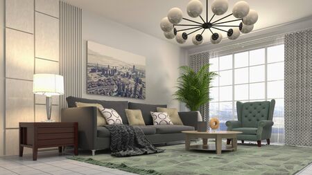 Interior of the living room. 3D illustration.