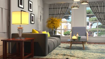 Interior of the living room. 3D illustration.の写真素材