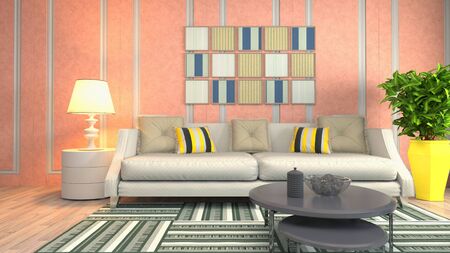 Interior of the living room. 3D illustration.