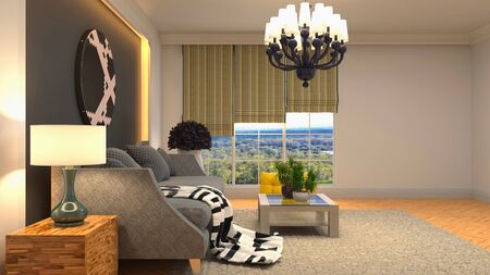 Interior of the living room. 3D illustration.