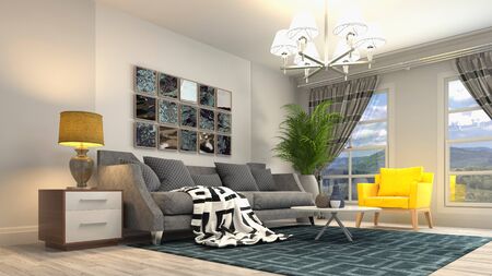 Interior of the living room. 3D illustration.