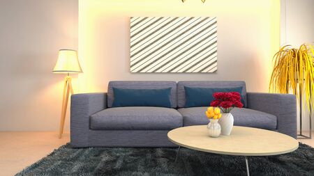 Interior of the living room. 3D illustration.