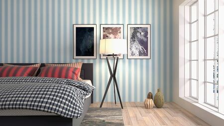 Bedroom interior. Bed. 3d illustration.の写真素材