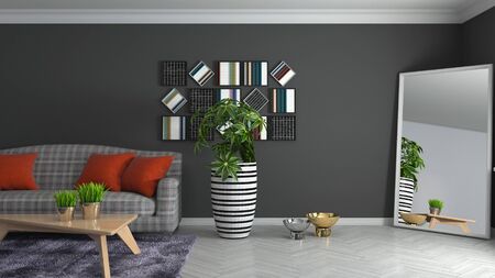 Interior of the living room. 3D illustration.