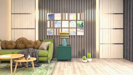 Interior of the living room. 3D illustration.
