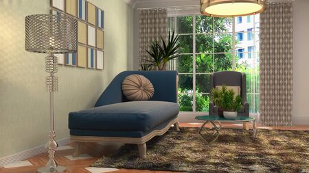 Interior of the living room. 3D illustration.
