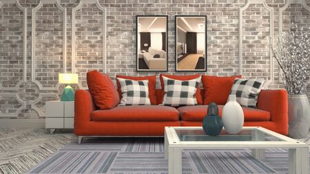 Interior of the living room. 3D illustration.の写真素材