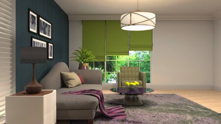 Interior of the living room. 3D illustration.