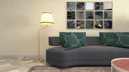 Interior of the living room. 3D illustration.