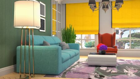 Interior of the living room. 3D illustration.