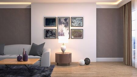 Interior of the living room. 3D illustration.
