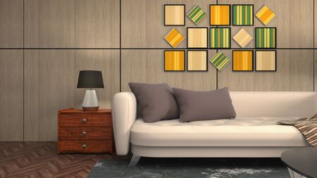 Interior of the living room. 3D illustration.