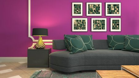 Interior of the living room. 3D illustration.