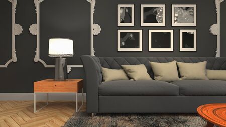 Interior of the living room. 3D illustration.