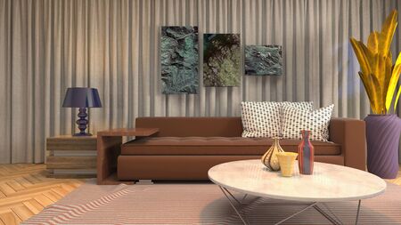 Interior of the living room. 3D illustration.